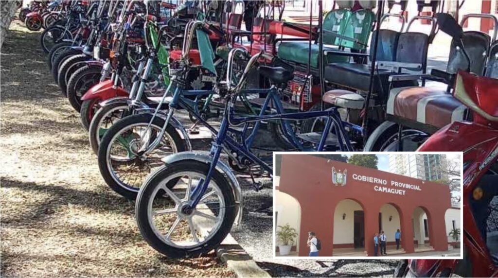 Bicicletas parqueadas frente al edificio gubernamental en Camagüey